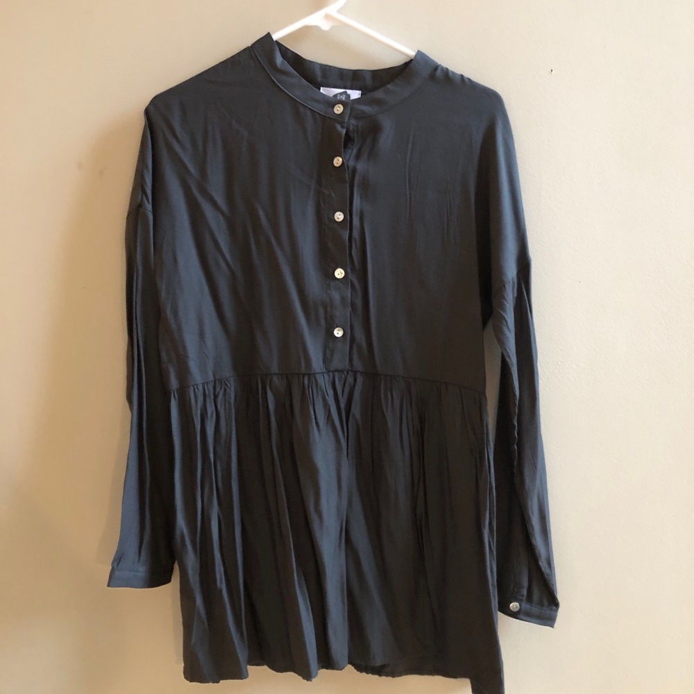 Peplum button down top